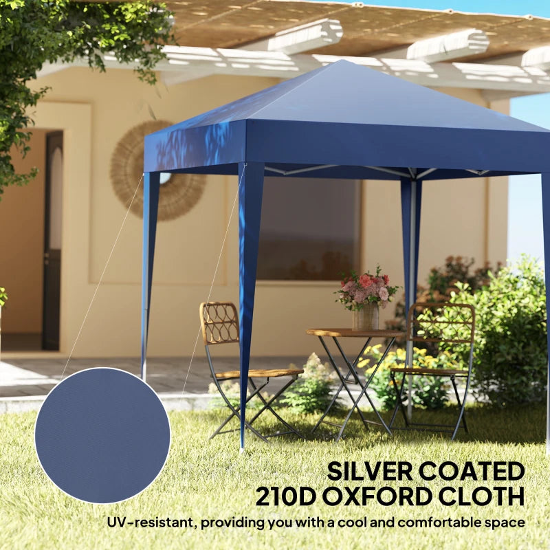 6.6'x6.6' Pop Up Canopy Tent with Sidewalls, Instant Sun Shelter Camping Gazebo with Carry Bag, Blue
