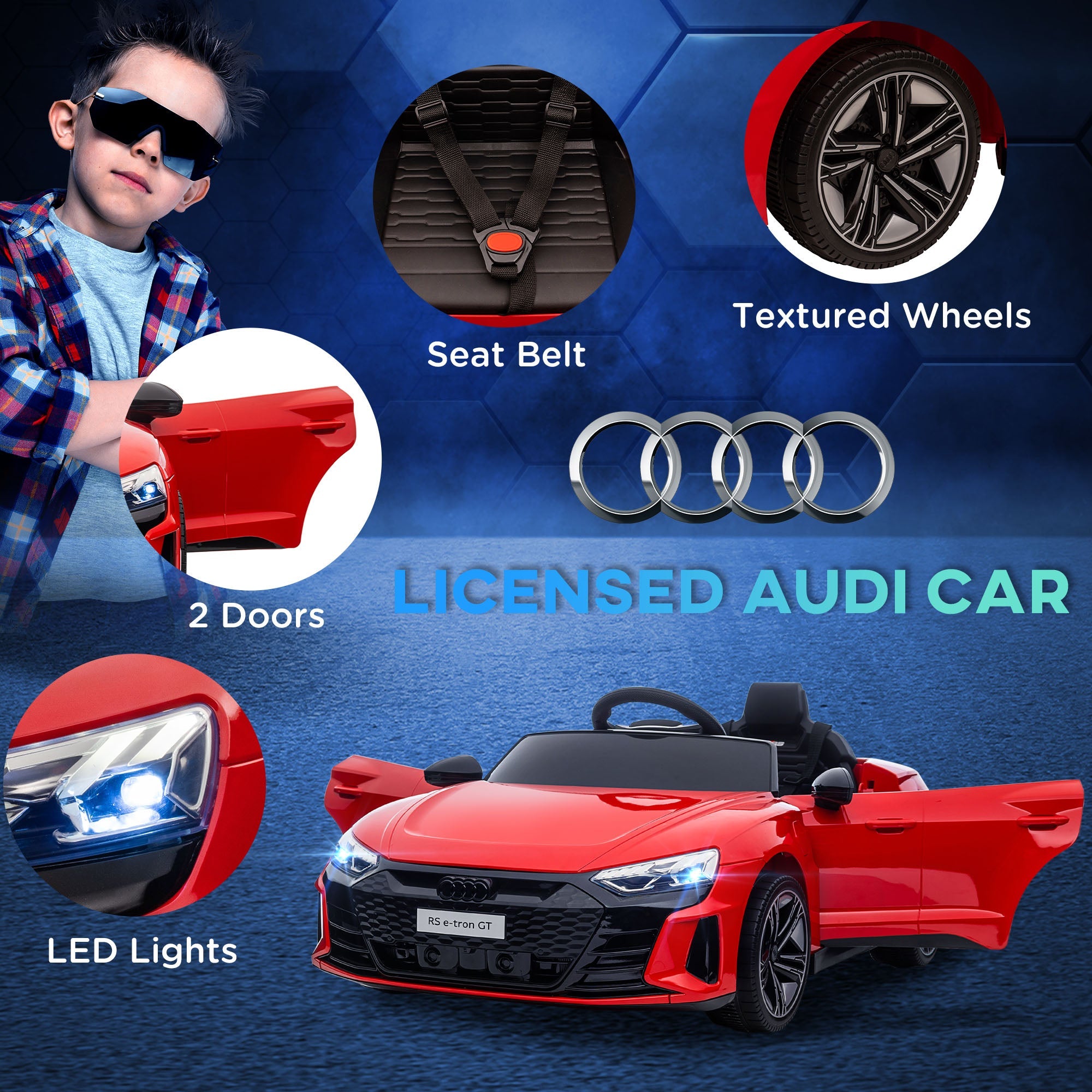 Aosom 12V 3.1MPH Electric Ride-On Car for Kids 37-60 Months Suspension System Remote Control