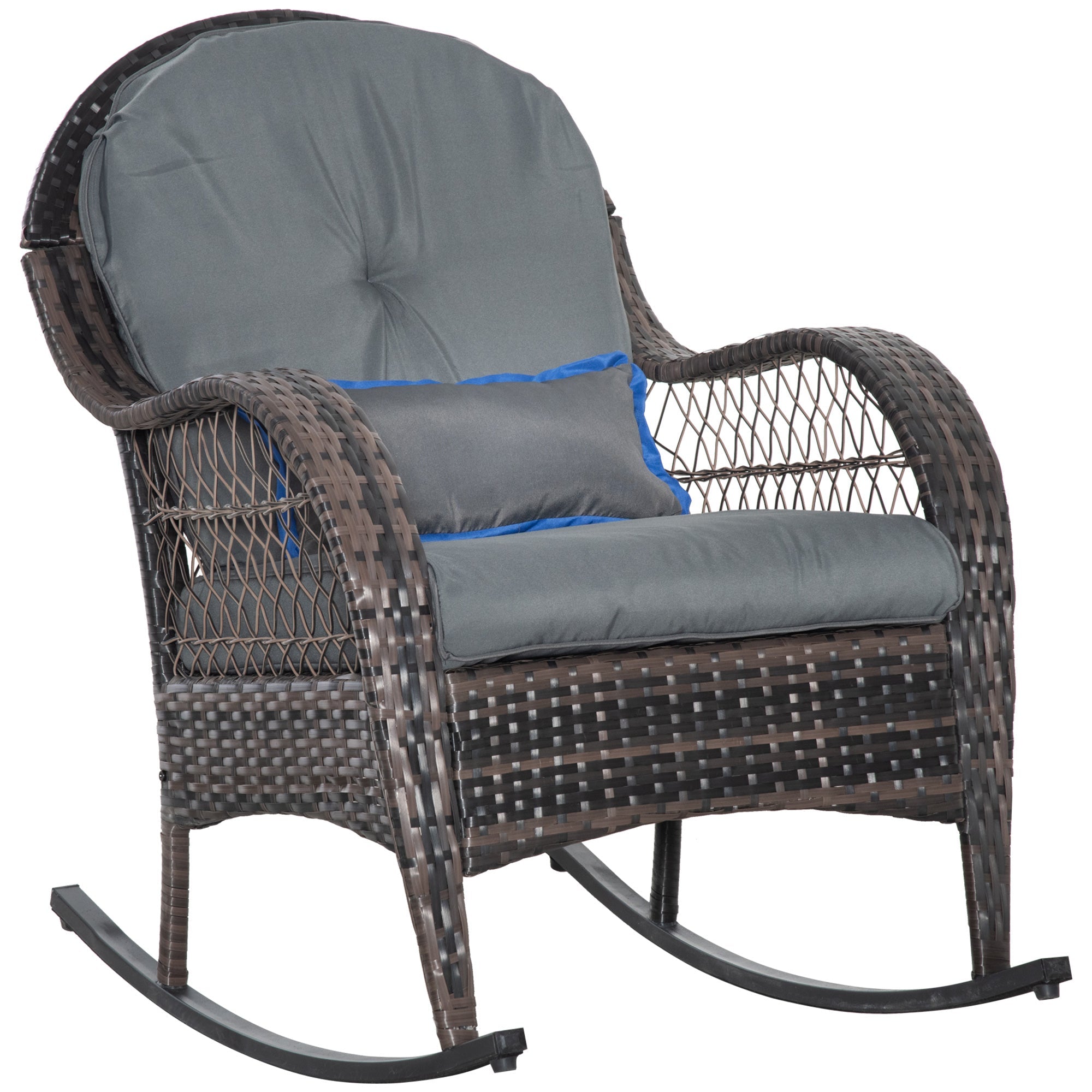 Outsunny Rattan Respite: PE Wicker Garden Patio Relaxer Chair with Cushion, Grey Outdoor Oasis