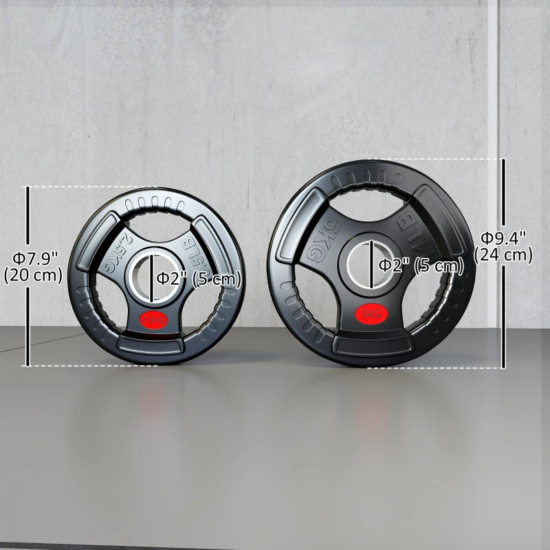 Soozier Weight Plates Set, 2-Inch Barbell Weights Set w/Tri-Grips for Weightlifting and Strength Training, 2 x 6lbs, 2 x 11lbs
