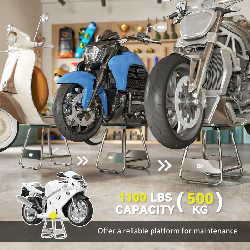 Universal Dirt Bike Stand, 1100 lbs Detachable Anti-Skid Steel Motorcycle Stand with Rubber Platform, Hole, Grey