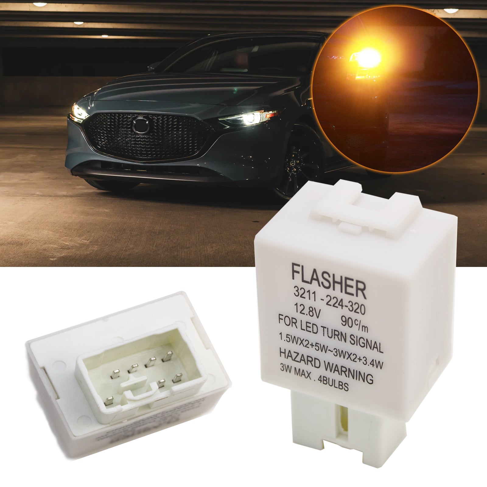 7-PIN Electric Flasher Relay: Anti Hyper Flash For Mazda 3 6 MPV 2003-2006