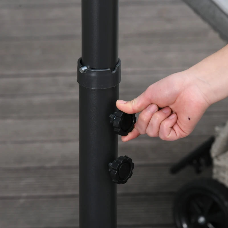 9.7ft Offset Patio UmbrellaCantilever Parasol with Crank Handle, 8 Ribs and Cross Base for Outdoor, Sun Shade, Black