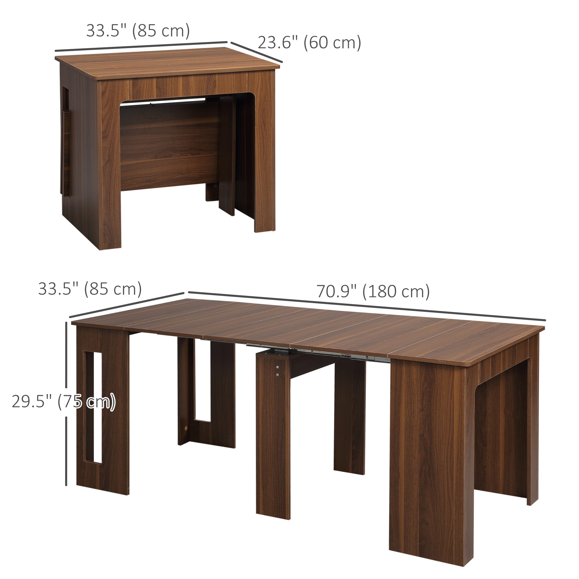 HOMCOM Space Saving Foldable Dining Table Extendable for 6 Seats Compact Kitchen Furniture White