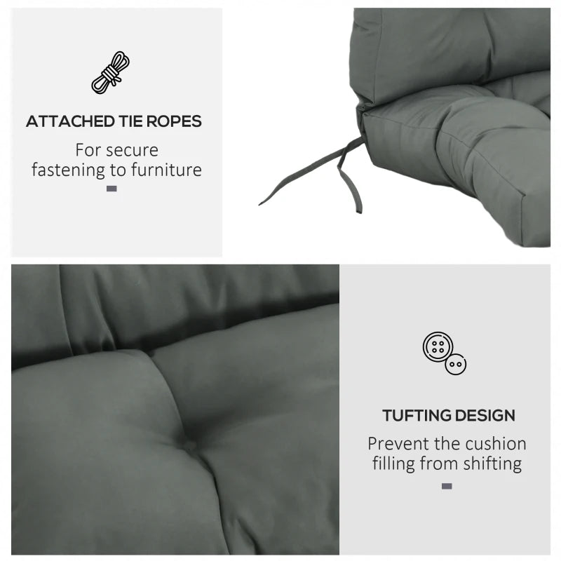 Outdoor Patio Chair Seat/Back Chair Cushion Replacement, Tufted Pillow with Thick Filling and String Ties, Dark Grey