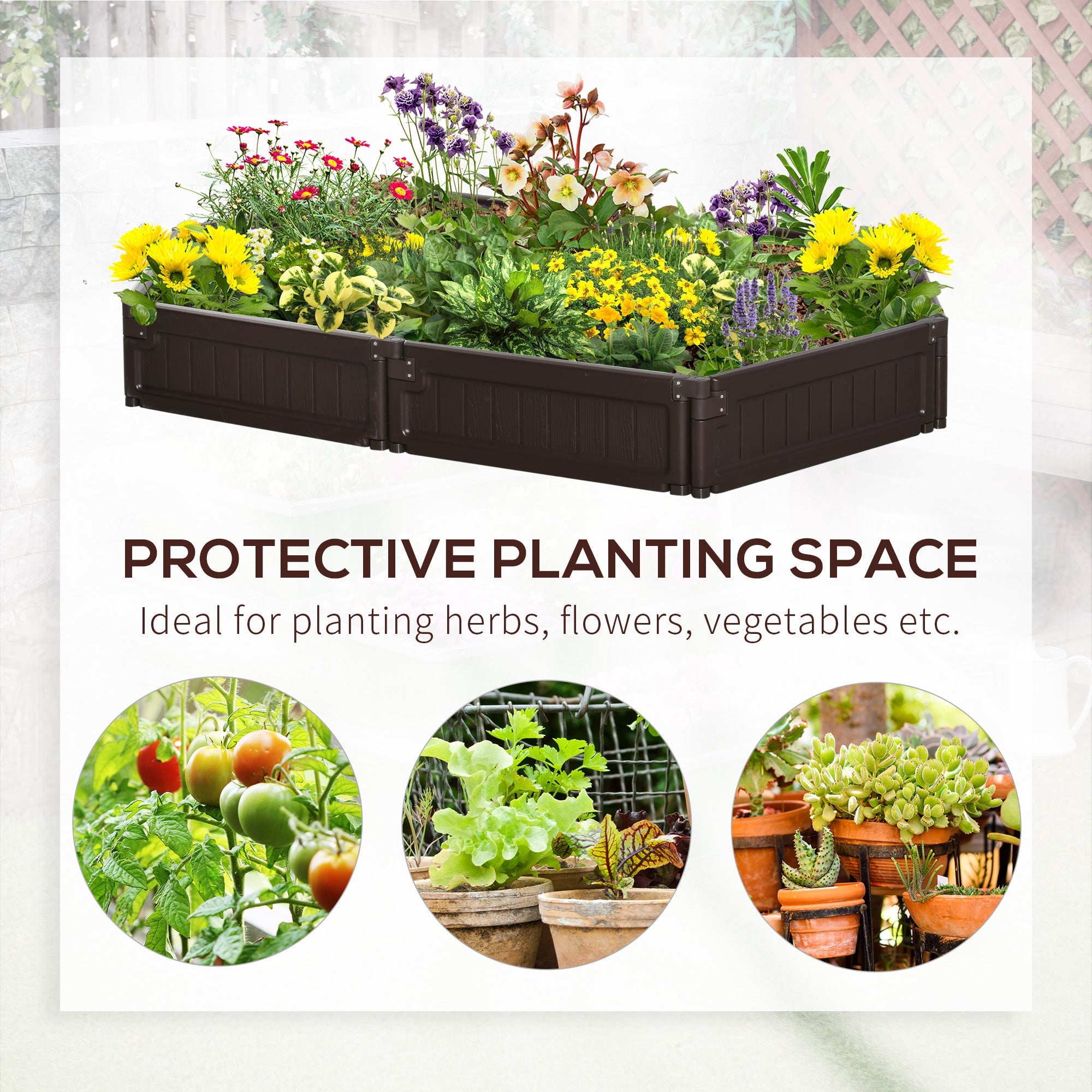 Outsunny 25"x8" Raised Garden Planter: Above Ground Box for Flowers, Herbs, Veggies, Outdoor