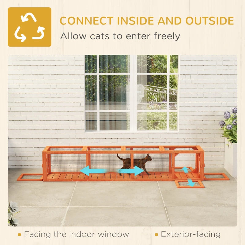 79" Long Cat Tunnel, Cat shelter L- Shape with Extendable Design, Cat Enclosure for Indoor/Outdoor Use, Orange