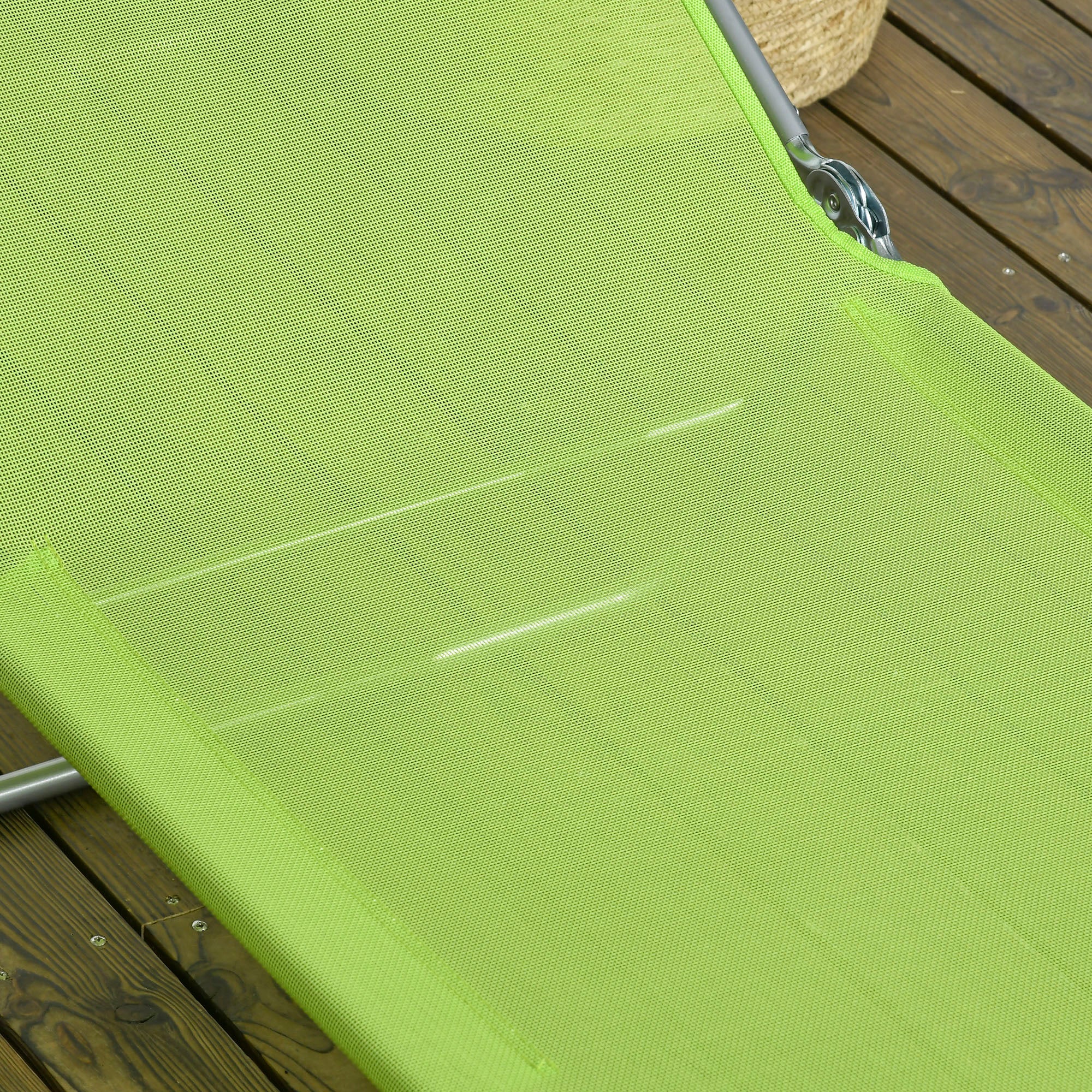 Outsunny Folding Chaise Lounge Chairs Set of 2 Outdoor Poolside Sun Tanning Green with Pillow Reclining Backrest