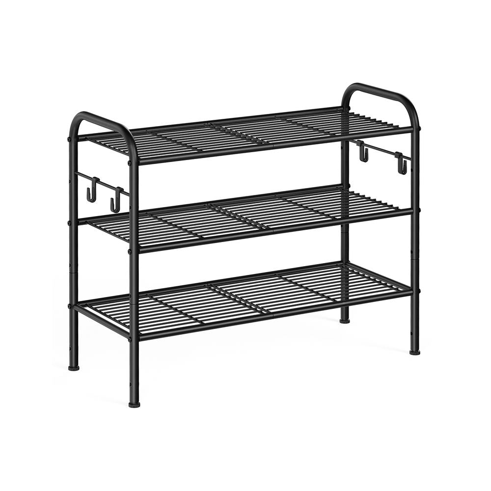 SONGMICS Shoe Rack with 4 Side Hooks, Holds 10 Pairs of Shoes