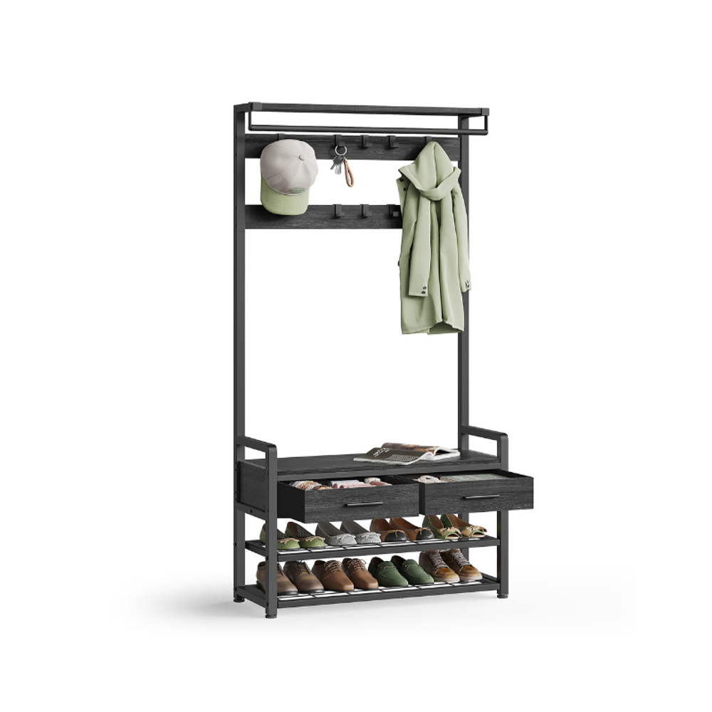 VASAGLE Hall Tree with Bench and Shoe Storage