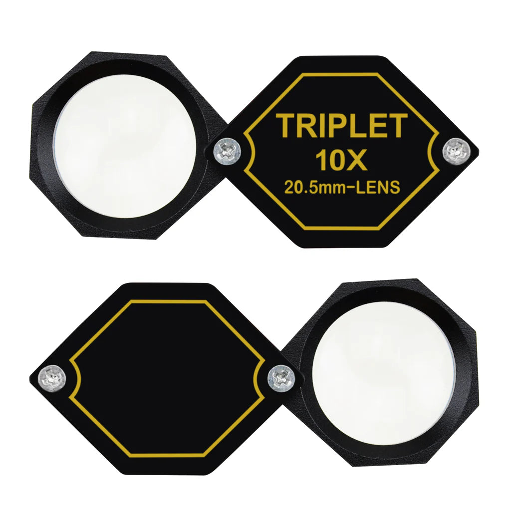 10x Jewelry Loupe Magnifier with 20.5mm Triplet Optical Glass Lens & Protective Case