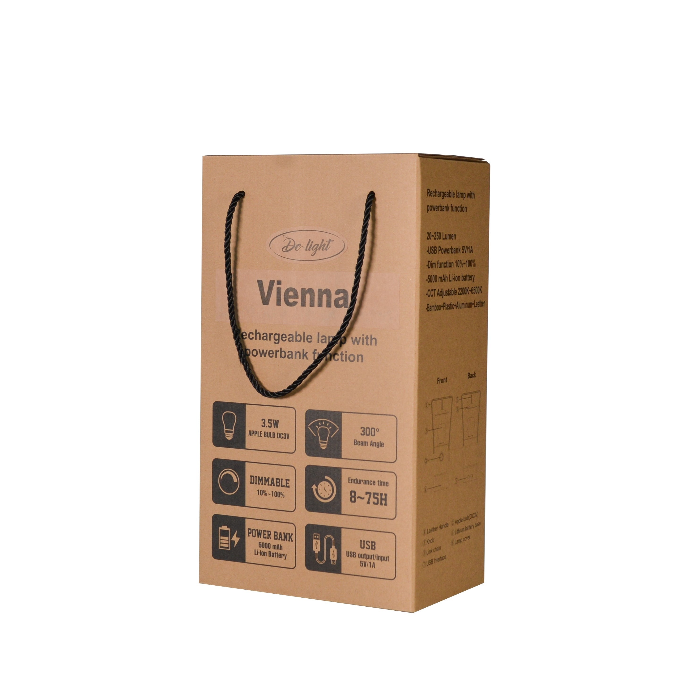 TRU De-LIGHT VIENNA LED, Dimmable Desk Lamp - Lamp / Power Bank / Decoration All-In-One