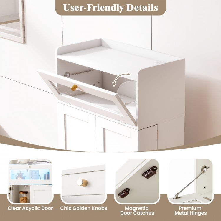 Kitchen Pantry Cabinet Freestanding Food Storage Cupboard-White