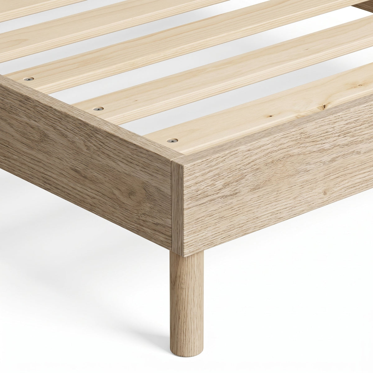 Queen Platform Bed Frame, Natural Oak-Look, Low Profile