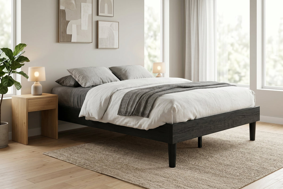 Queen Platform Bed Frame, Black, Low Profile