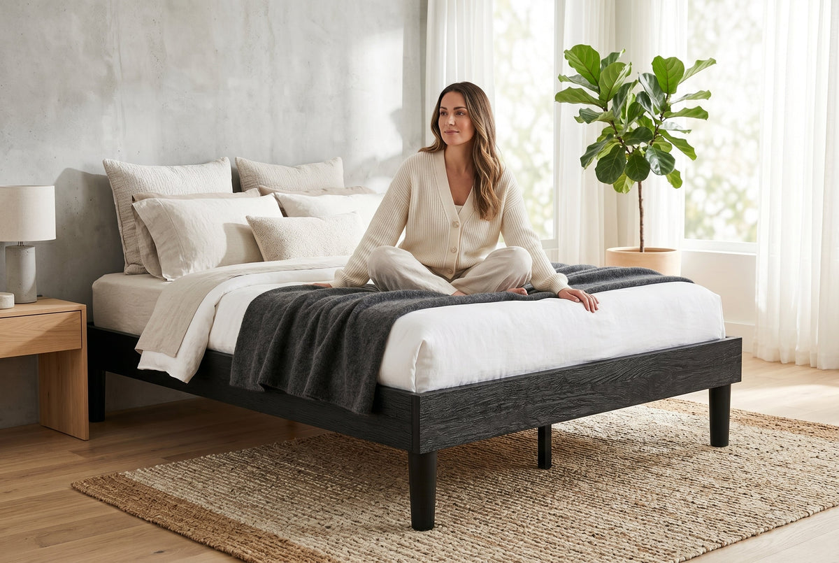 Queen Platform Bed Frame, Black, Low Profile