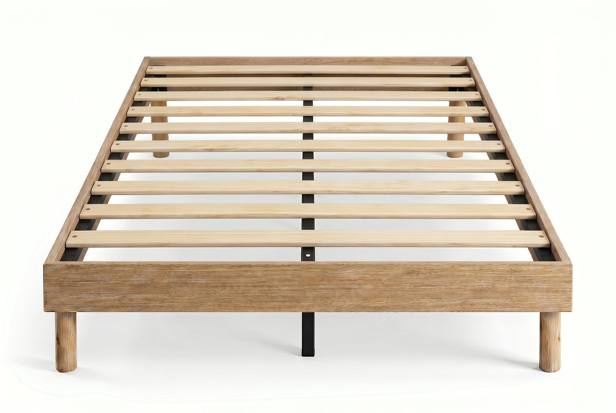 King Platform Bed Frame, Natural Oak-Look, Low Profile