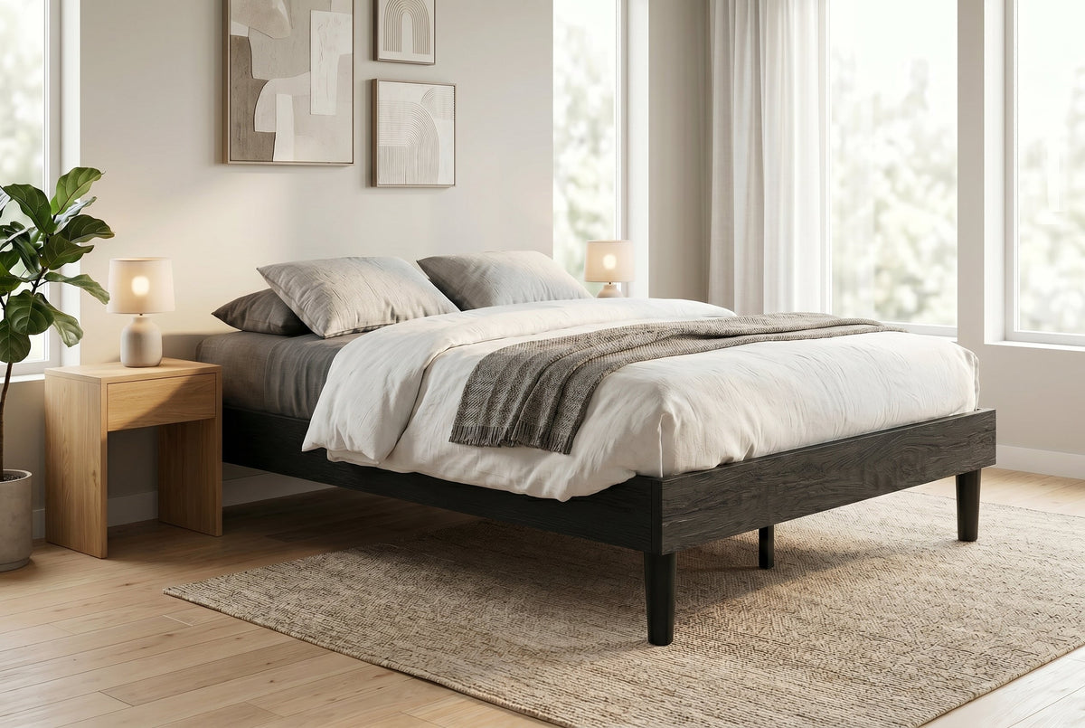 King Platform Bed Frame, Black, Low Profile