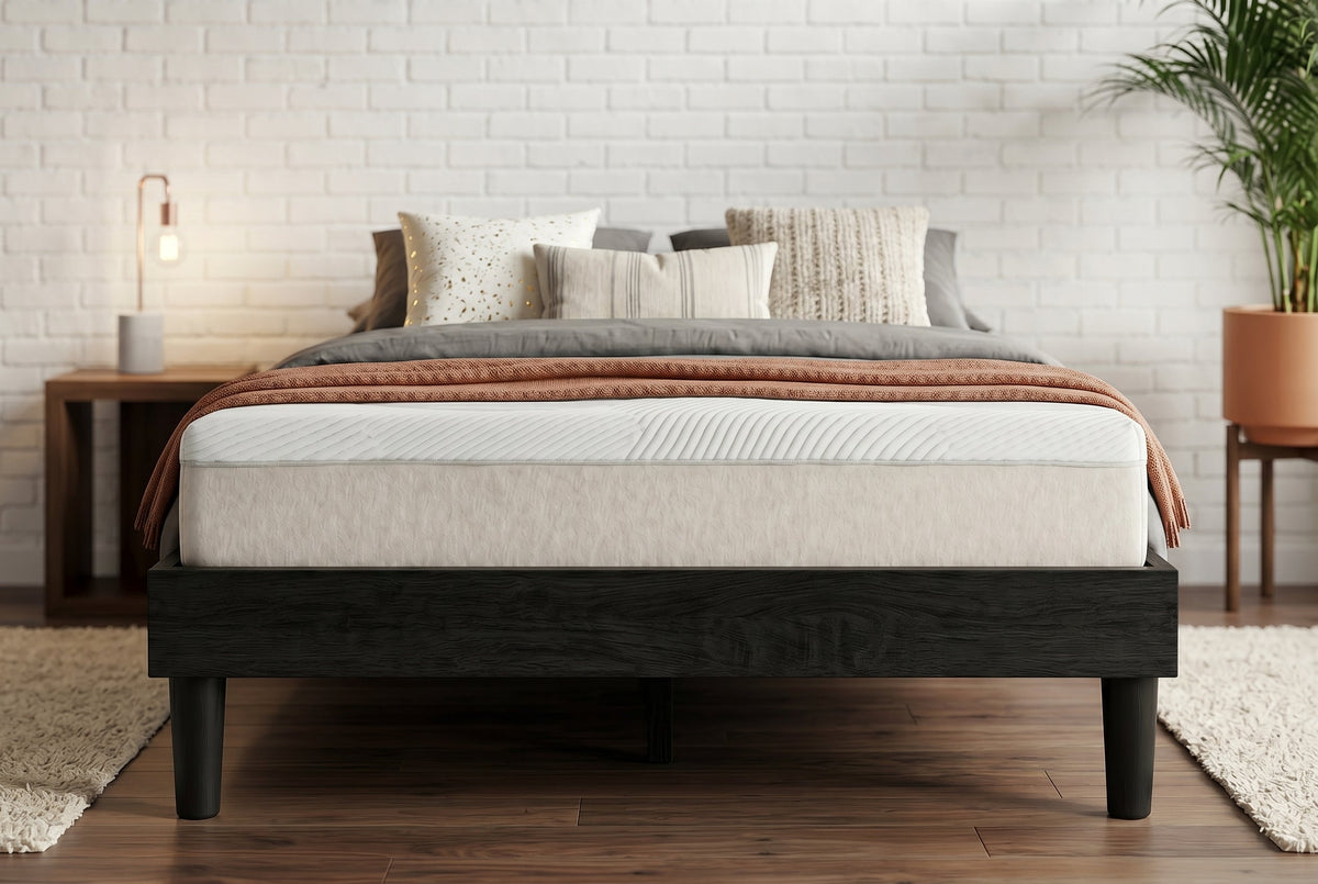 King Platform Bed Frame, Black, Low Profile