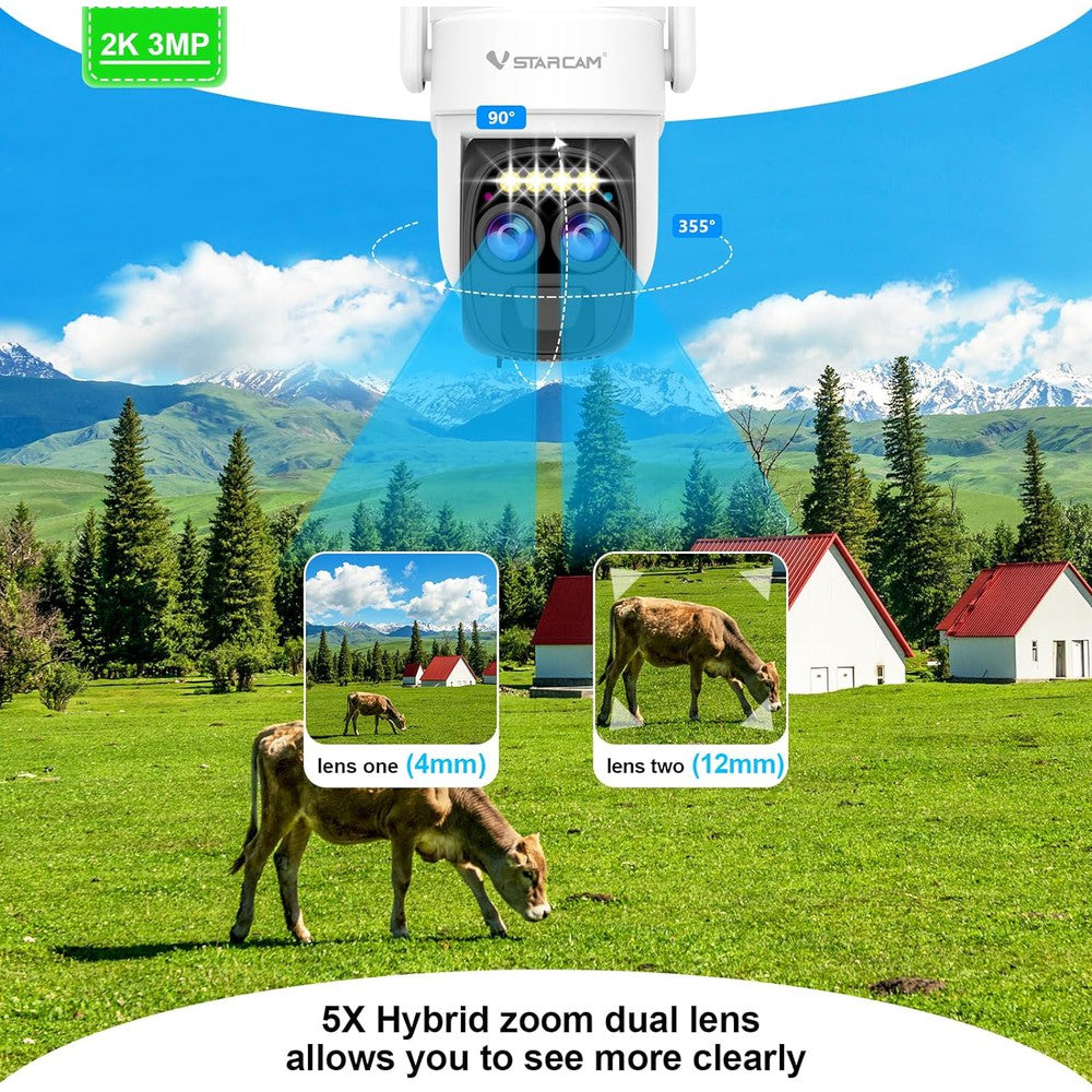 Caméra intelligente IP HD 1080P 3MB motorisée VStarcam CB67D avec panneau solaire