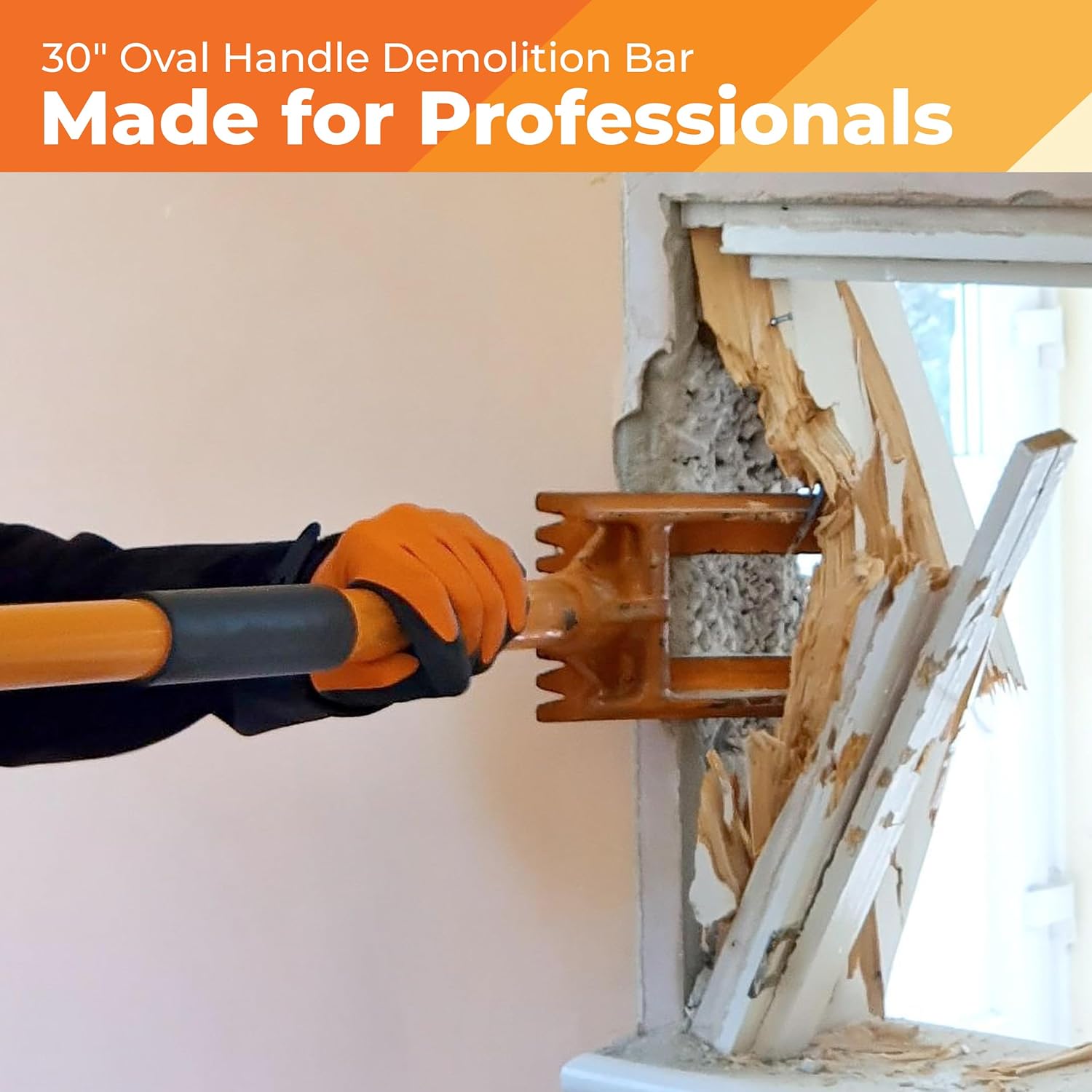 GUTSTER 30" Oval Handle Demolition Bar - Tight Space Demo Bar