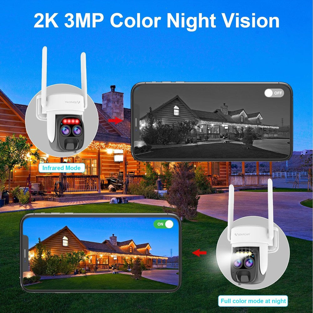 Caméra intelligente IP HD 1080P 3MB motorisée VStarcam CB67D avec panneau solaire