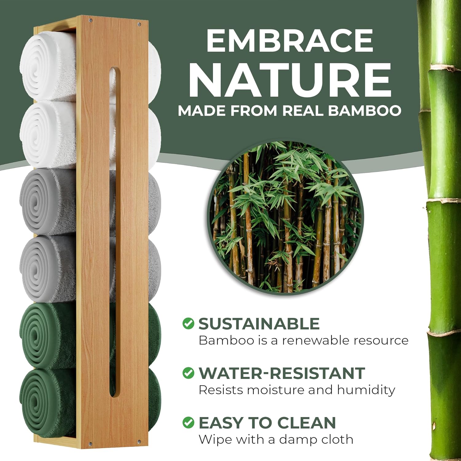 BAMBOO WOODEN TOWEL RACK