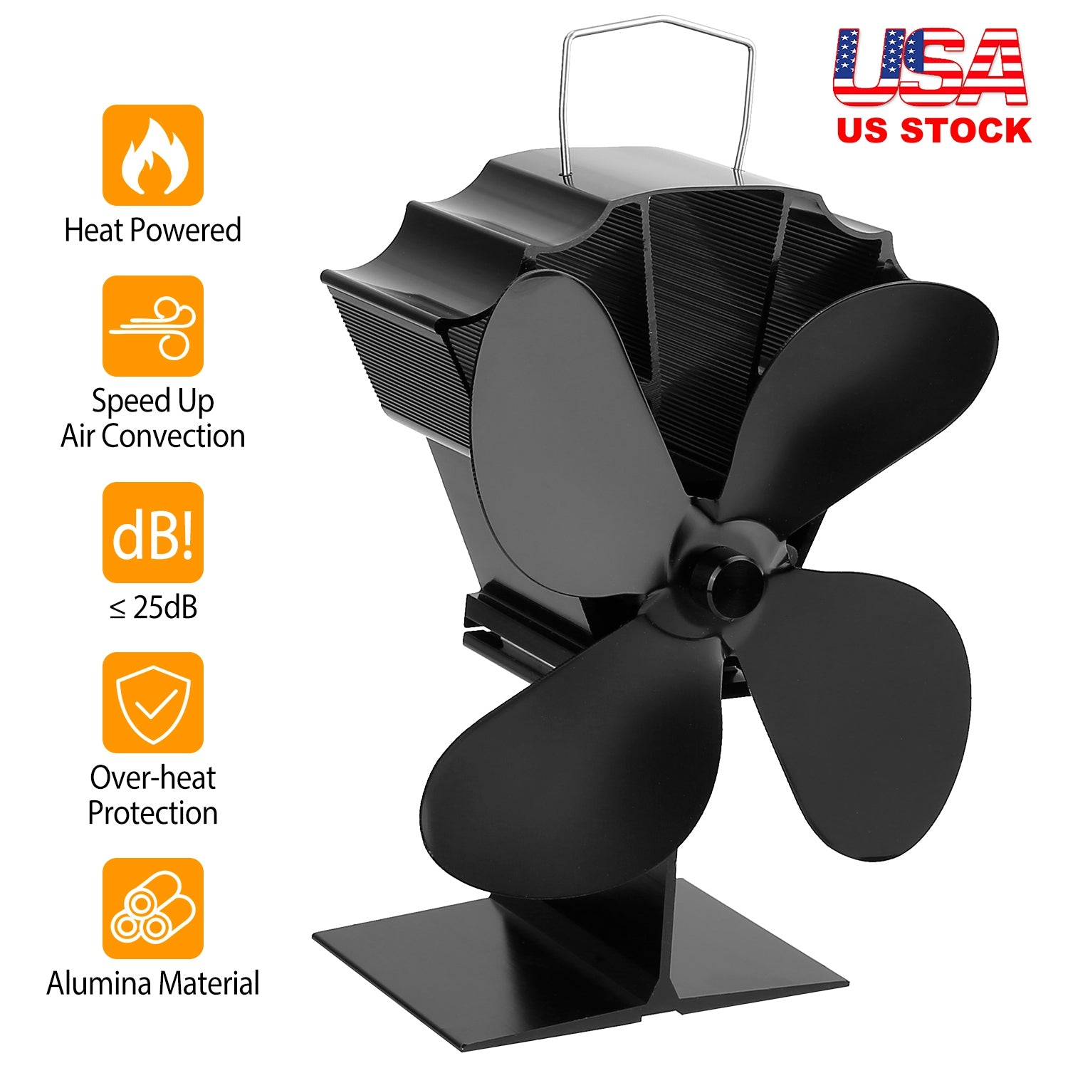 Heat Powered Stove Fan Aluminum Silent Eco Fan For Wood Log Burner Fireplace Warm Air Fan For Winter