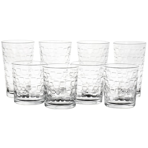 Gibson Home Canton 16 Piece Embossed Square Glassware Tumbler Set - Free Shipping
