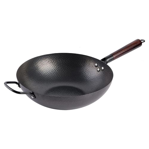 Gibson Home Stargaze 13 Inch Carbon Steel Nonstick Hammered Wok with Wood Handle in Black - Free Shipping