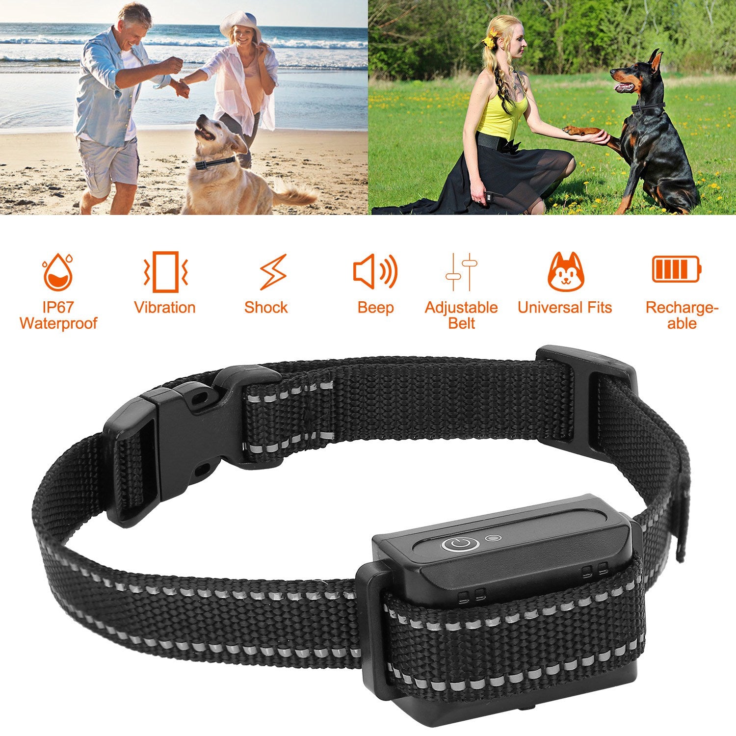 Dog Training Collar Receiver IP67 Waterproof Dog Bark Shock Vibration Beep Receiver Up To 3280ft