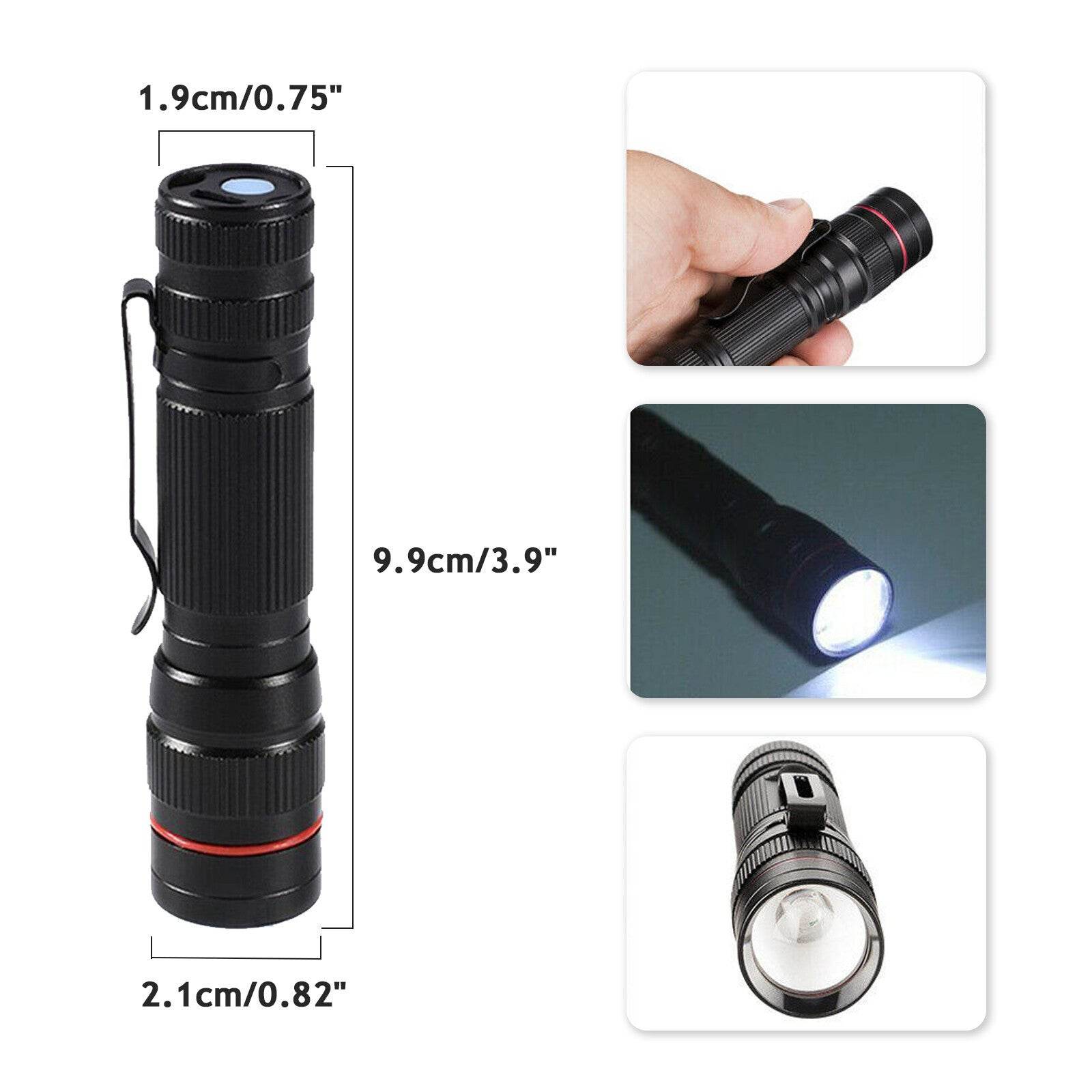 LED Military Flashlight USB Rechargeable Tactical Zoom Handheld Torch