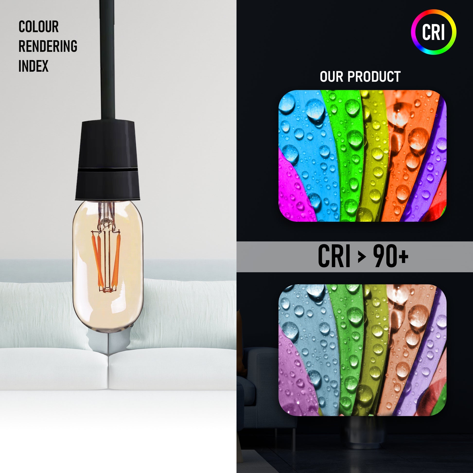 T45 4W LED Edison Bulb Warm White Dimmable E26 Vintage LED Filament Light Bulb~1047