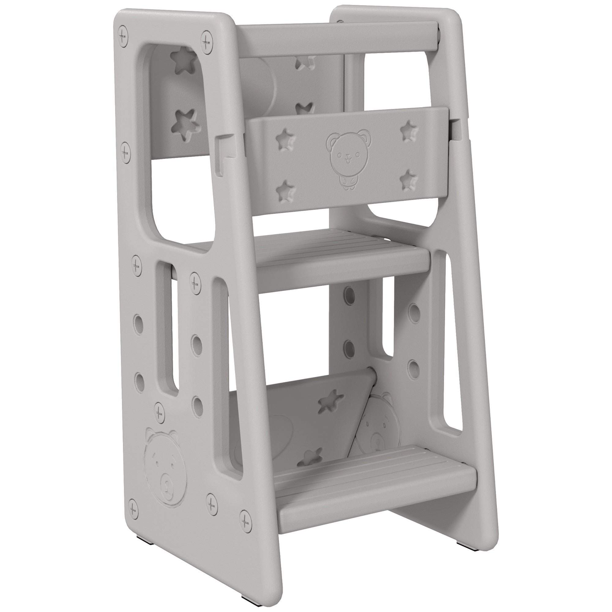 Qaba Kitchen Companion: Kids Adjustable Step Stool Tower for Counter Learning, Safe Standing Platform