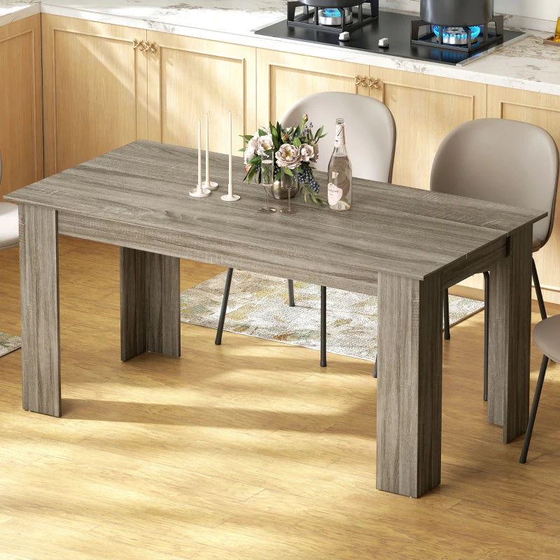 63" Kitchen Table for 4-6 People, Dining Table with Wood Effect for Dining Room, Grey