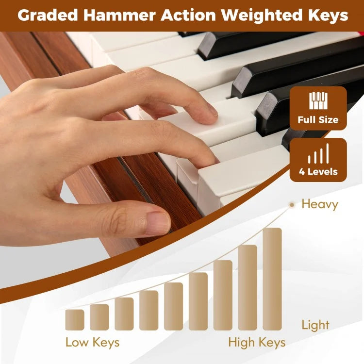 88-Key Graded Hammer Action Weighted Keyboard with Push-Pull Drawer