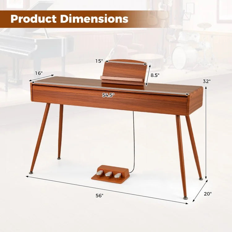 88-Key Graded Hammer Action Weighted Keyboard with Push-Pull Drawer