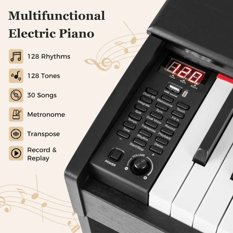 88-Key Hammer Action Weighted Keyboard with Furniture Stand