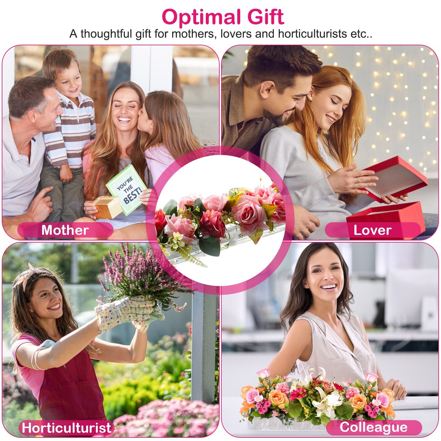 Clear Acrylic Flower Vase Rectangular Floral Centerpiece for Table Decoration Modern Flower Holder for Mother’s Day Valentine’s Day Wedding Party 18 H