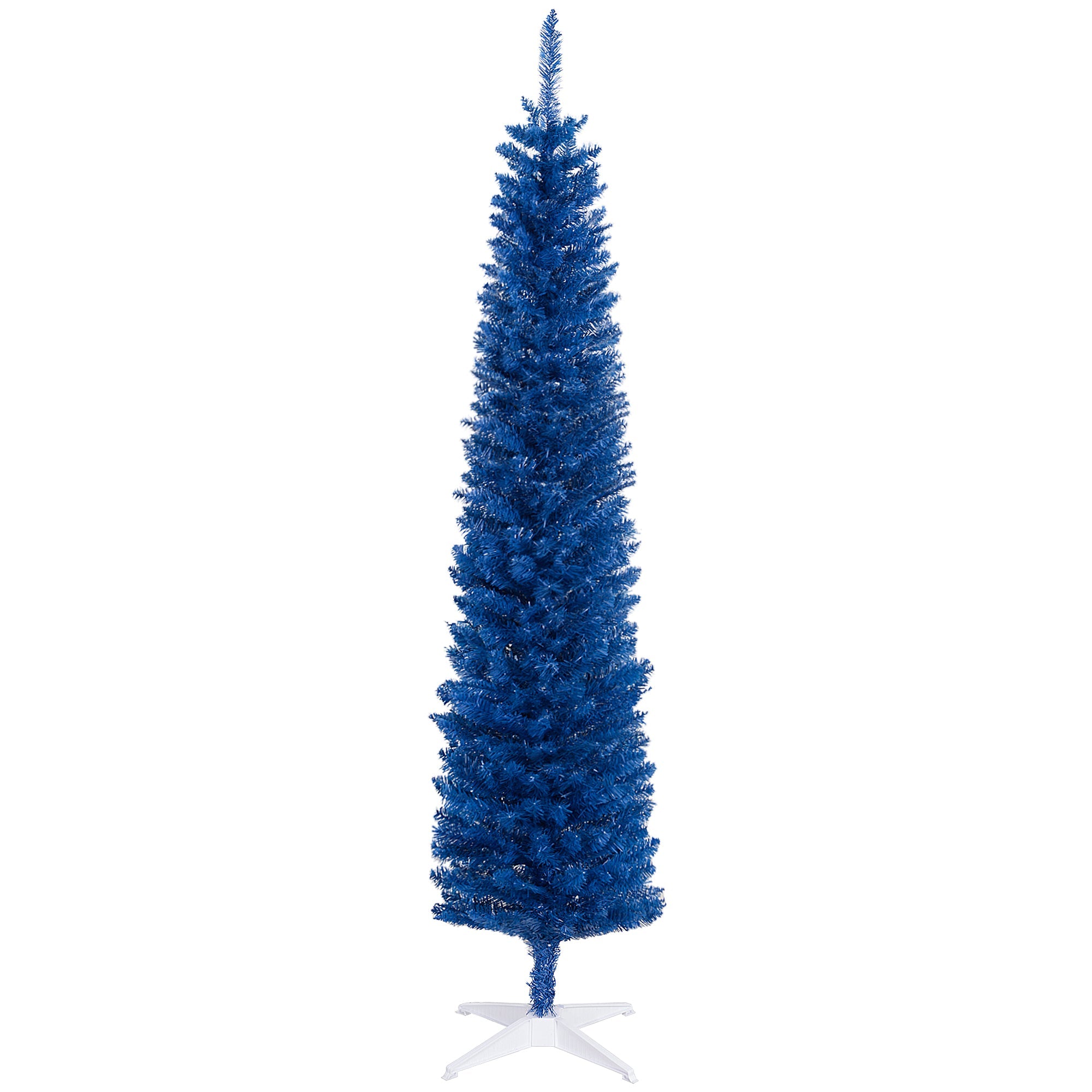 HOMCOM 7ft Artificial Christmas Tree, Pencil Christmas Tree for Xmas Holiday Decor, Deep Blue