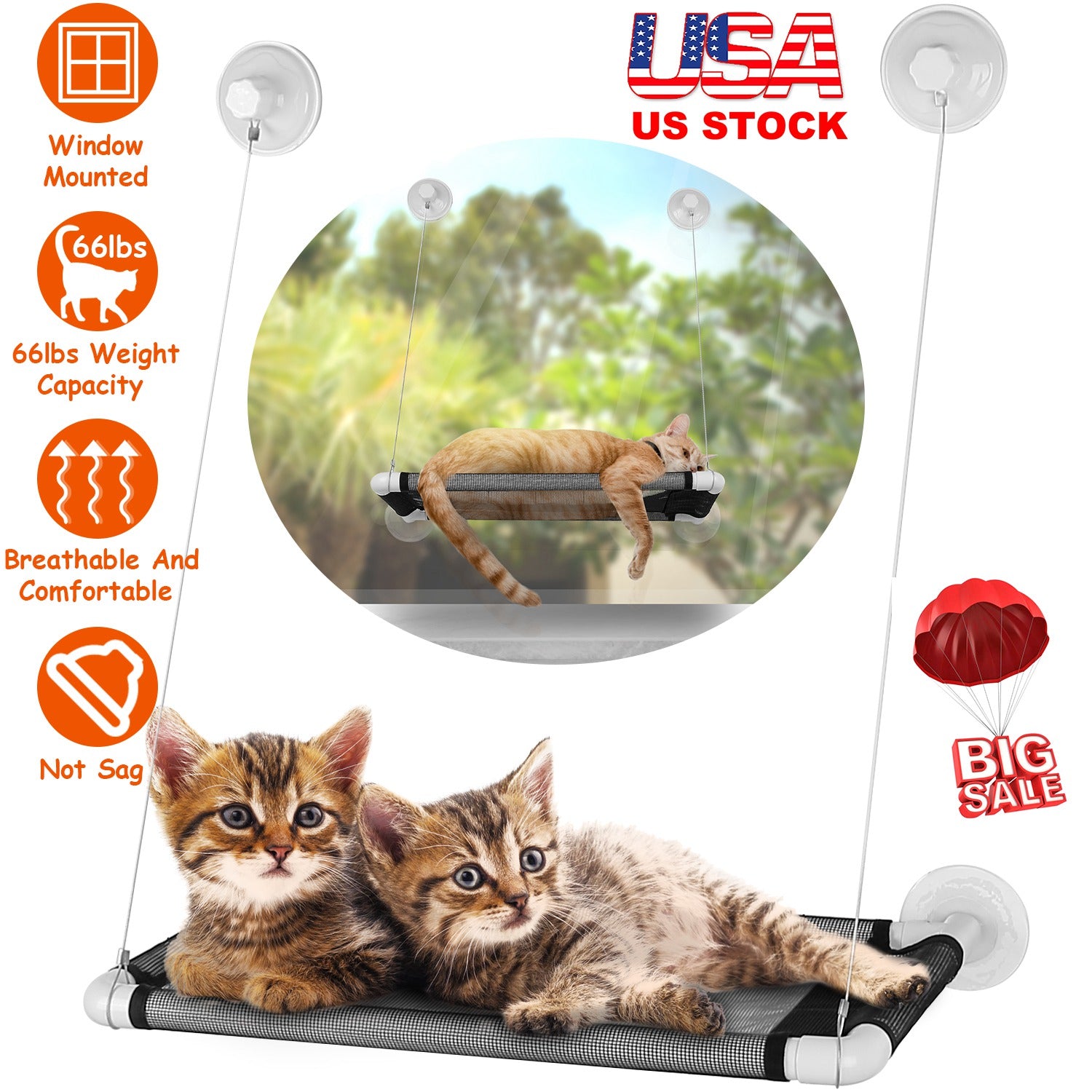 Cat Window Perch Cat Hammock Window Seat Window Mounted Cat Bed Hanging Cat Seat Hold up to 66lbs
