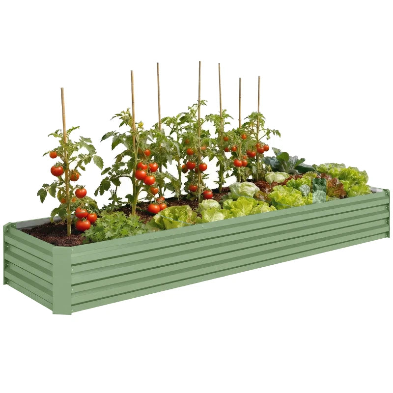 8'x2'x1' Galvanized Raised Bed, Large Elevated Planter Box for Growing Flowers, Herbs and Vegetables, Light Green
