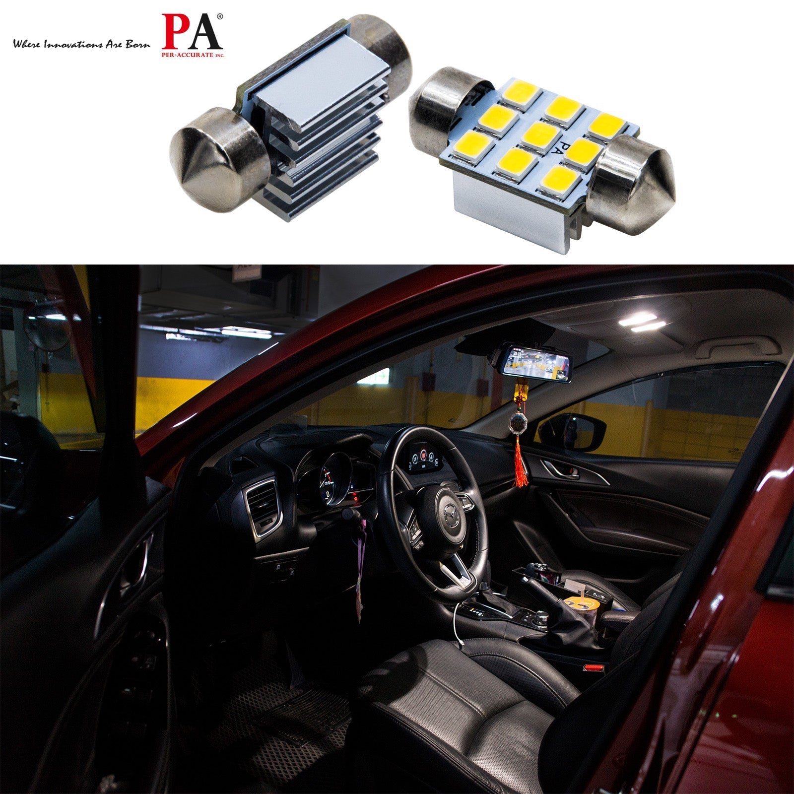 LED Warm White 6000K Festoon 28mm 31mm 9SMD 2835 Interior Automotive Bulb