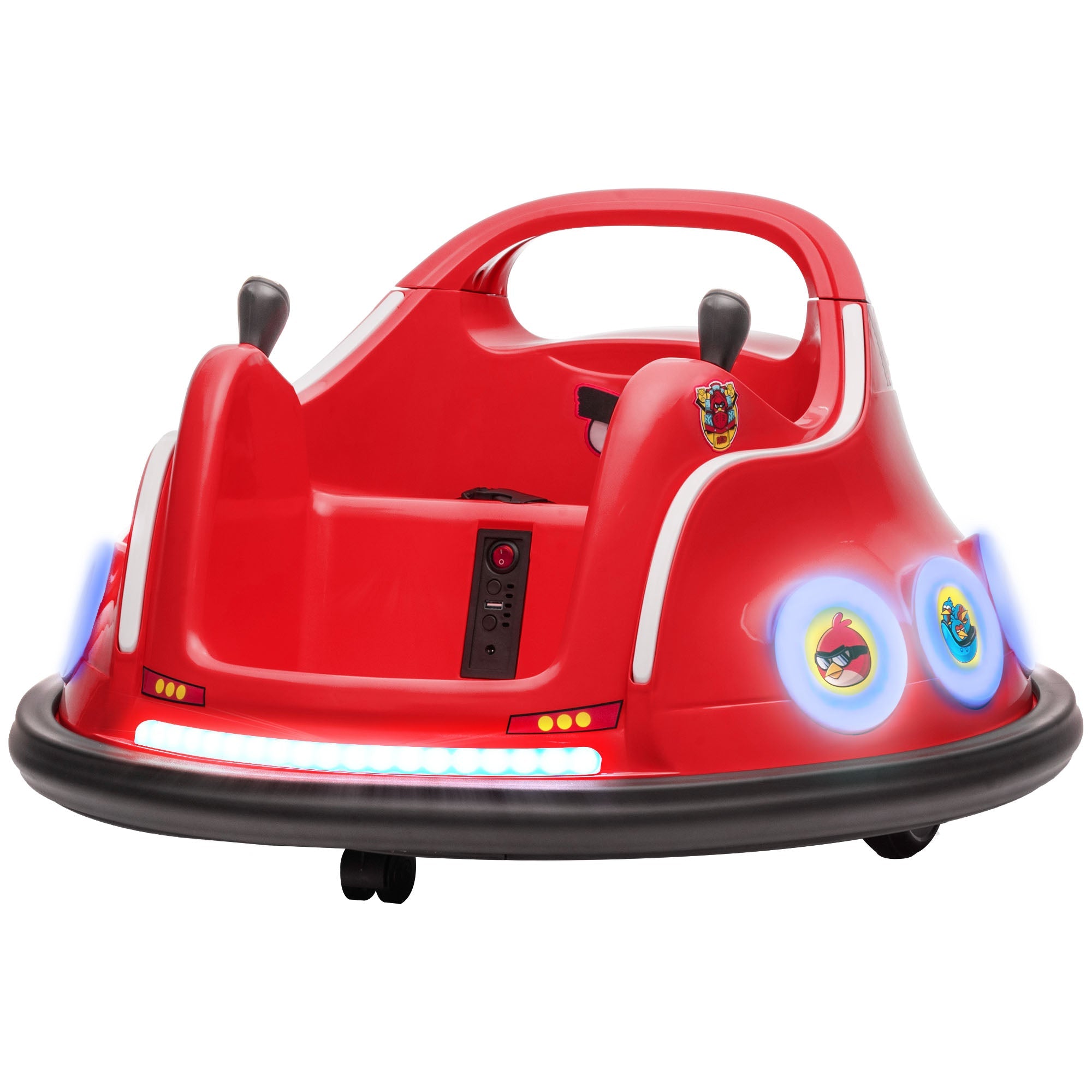 Qaba Angry Bird Licensed Electric Ride on Car, 12V Bumper Car for Kids w/ Dual Joysticks, 360 Degree Spin, Red
