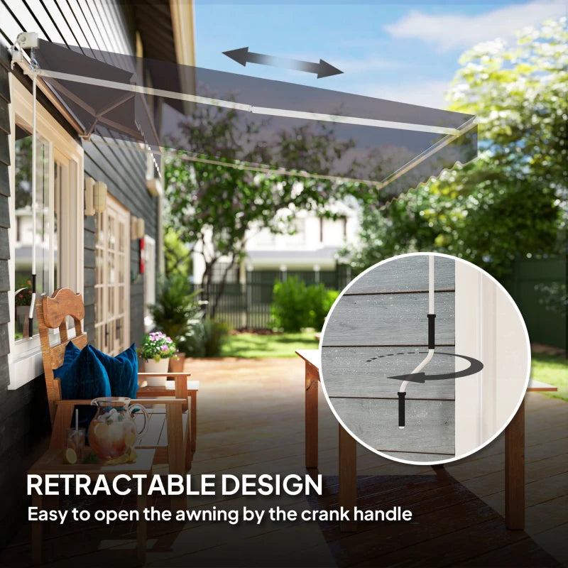 8' x 7' Retractable Awning, Patio Awnings, Sunshade Shelter with 280 g/m² UV & Water-Resistant Fabric, Dark Grey