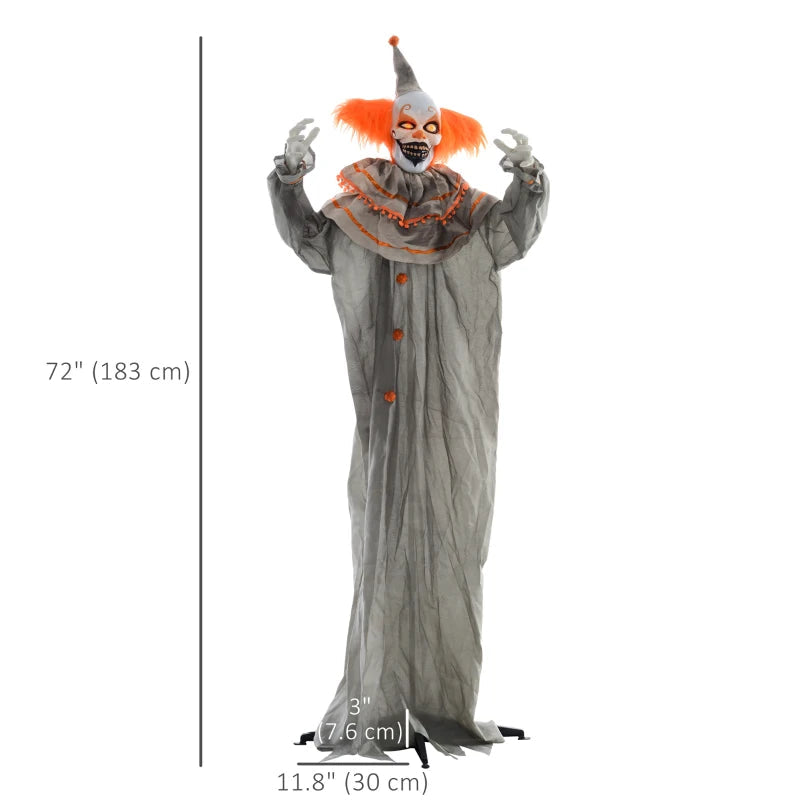 HOMCOM 6.4' Life-Size Winged Grim Reaper – Animated Halloween Decoration, Light-Up Eyes
