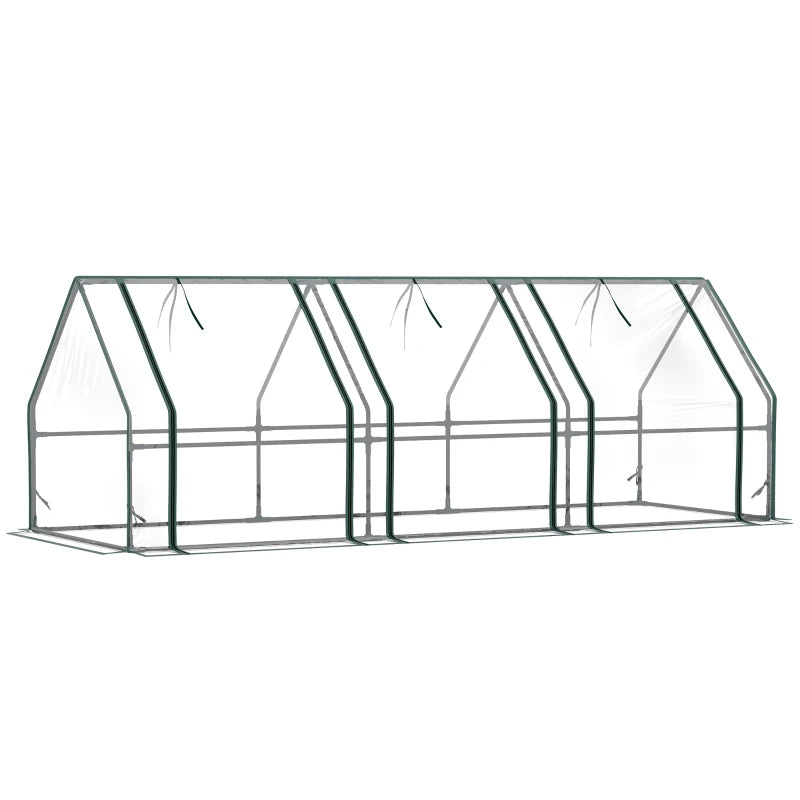 Portable Mini Greenhouse Tunnel Growing Tent Plants Flower Warm House w/ Zippered Roll-up Doors, Clear