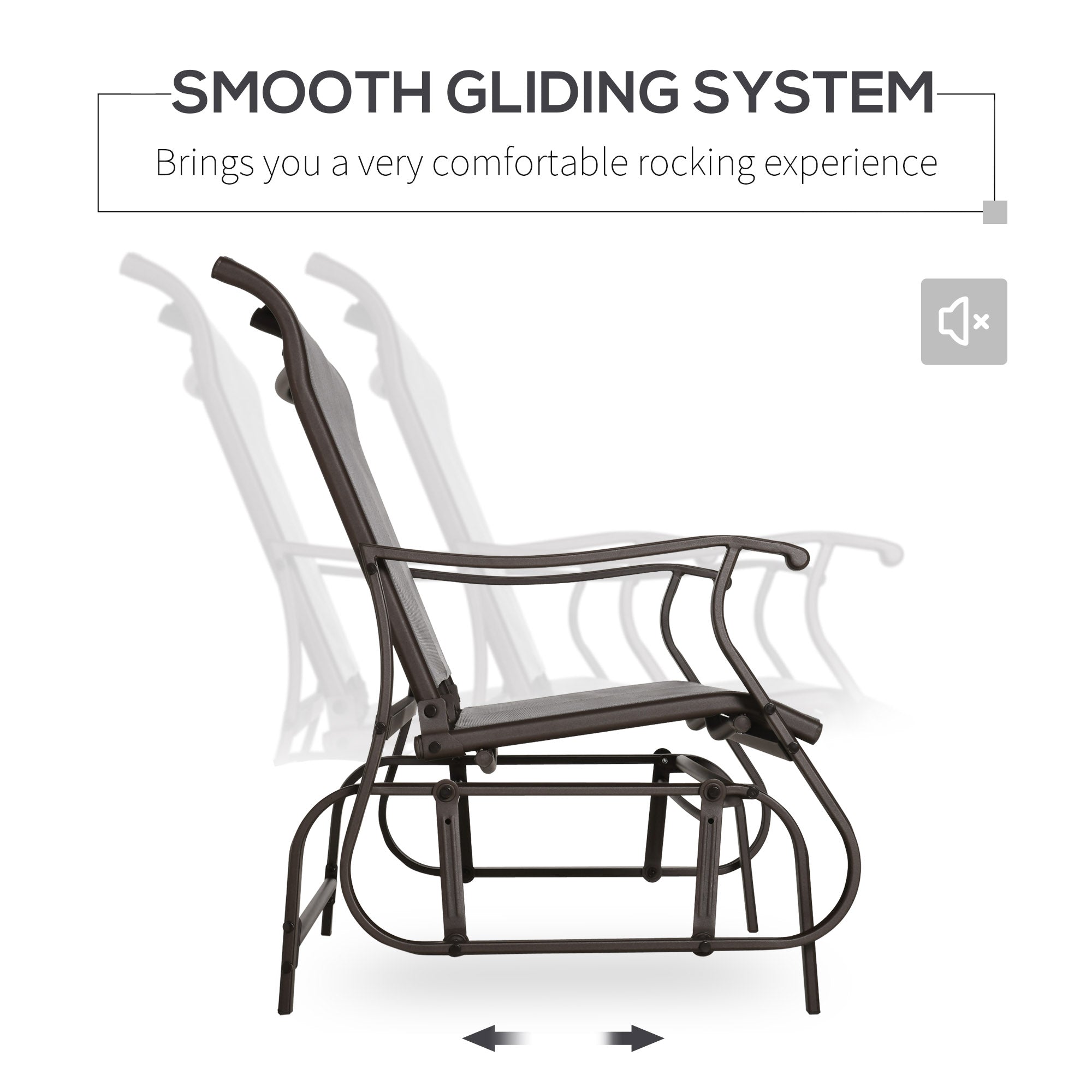 Outsunny Patio Glider Chair Double Seat Outdoor Garden Gliding Bench Dark Grey Steel Frame Mesh Backrest