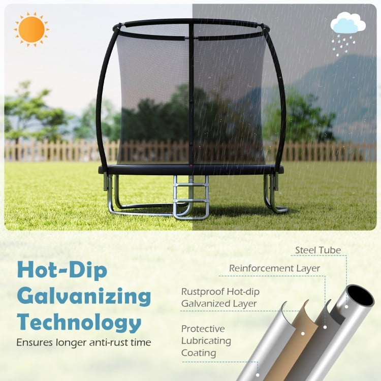 8FT Outdoor Heavy-Duty Recreational Trampoline-Black