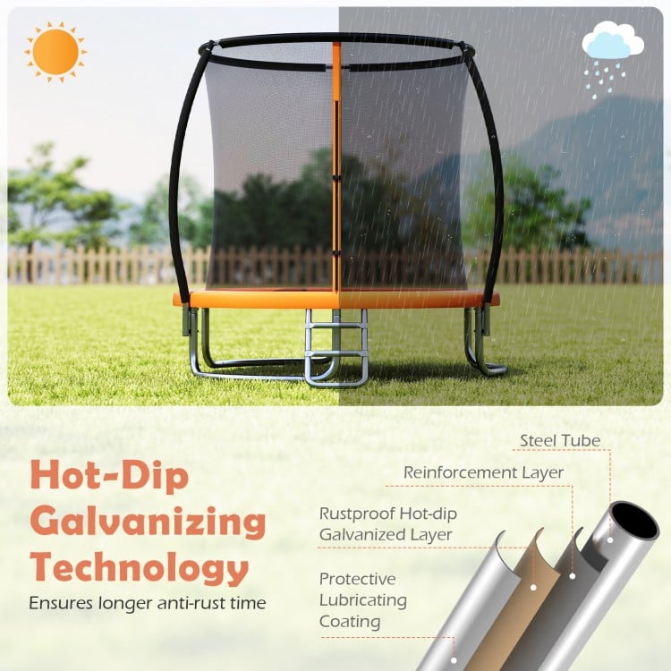 8FT Outdoor Heavy-Duty Recreational Trampoline-Orange